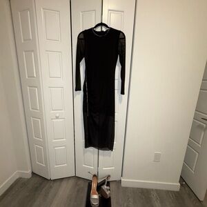 Black dress with a sheer mesh